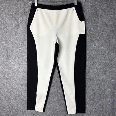 NUEVO Pantalones Robert Rodriguez Para Mujer 4 Negro Marfil Ajustados Tobillo Cremallera Dobladillo Pull On Foto 1 de 4