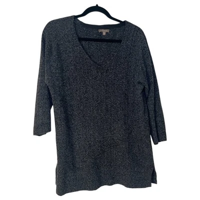 Lilla P Anthropologie Gray Black Heather Sweater Size Medium - Image 1 of 4