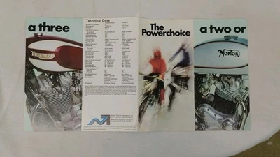 Folheto publicitário Norton e Triumph 1975 bom estado - Imagem 1 de 2