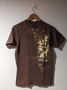 Vintage Y2K Billabong Surf Wear Tree Butterfly Brown Small T-Shirt - Picture 1 of 7