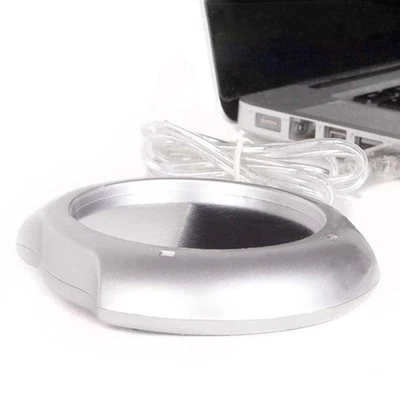 Tasco di riscaldamento a tazza da tazza USB con hub USB a 4 porte (argento). - Immagine 1 di 4