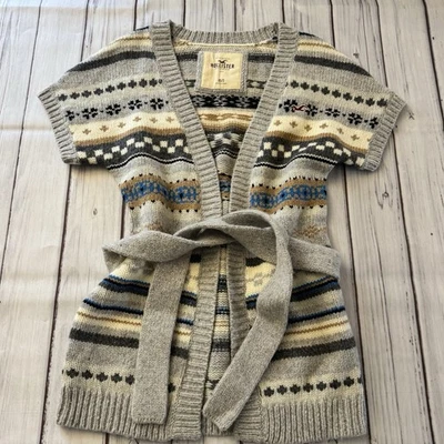 Chaleco Largo Hollister con Cinturón Mezcla de Lana Patrón Tribal Suroeste XS/S Para Mujer’s Foto 1 de 4