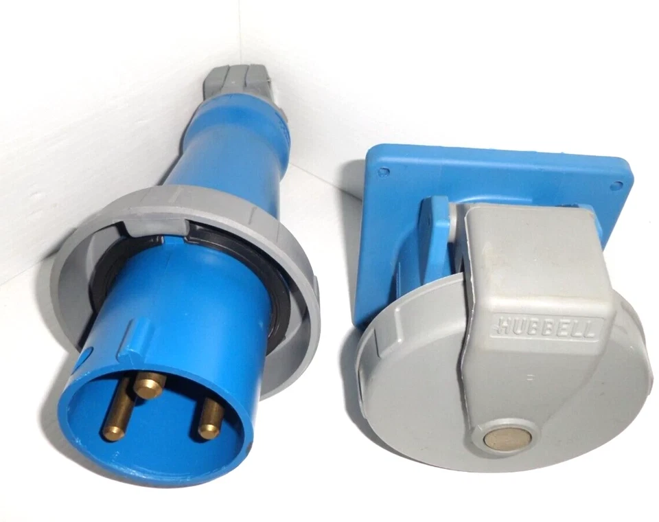 ⭐HUBBELL⭐  360P6W & 360R6W 60-Amp GENERATOR PLUG & RECEPTACLE 250V 60A 2P 3W  🏁 - Image 1 of 1