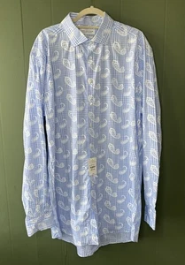 Michael Strahan Oberhemd Herren Größe XL Tall 18 38-39 NEU blau kariert Paisley - Bild 1 von 9