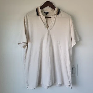 Express Colleed Whote Herren Kurzarm Poloshirt Große L Streifen Baumwolle Modal - Bild 1 von 5