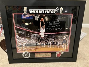 Dwayne Wade Heat signed framed multi inscriptions 16 x 20 photo 17/25 w/ COA - Picture 1 of 8