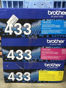 Brother OEM TN433 Toner Cyan Magenta Gelb Hohe Kapazität 3er-Pack versiegelte Verpackung Menge Menge - Bild 1 von 5