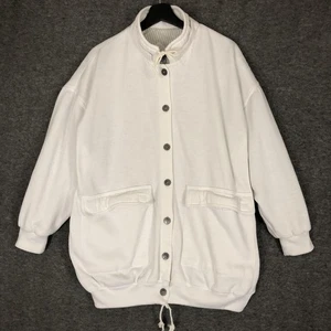 Chaqueta Bomber Años 90 Current Seen Longline Talla Única Blanca Bolsillos con Botones Forrada De Colección - Imagen 1 de 13