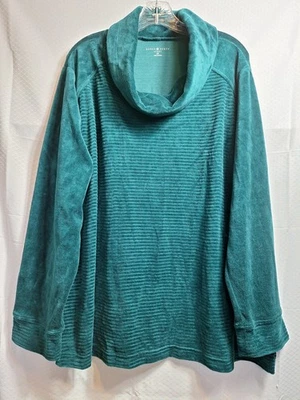 Top túnica KAREN SCOTT deportivo terciopelo capucha cuello talla 2X verde acanalado atletismo ¡EXCELENTE ESTADO USADO! Foto 1 de 4