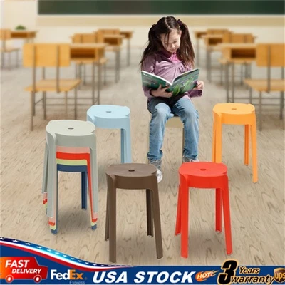 Plastic Stool Counter Kitchen Stools 18'' Set of 4 Backless Stackable Bar Stools - Image 1 of 4