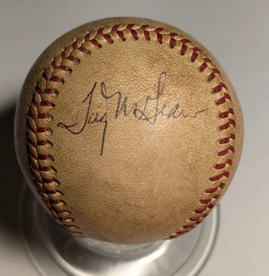 Béisbol de la Liga Nacional Chubb Feeney autografiado por Tug McGraw Foto 1 de 3
