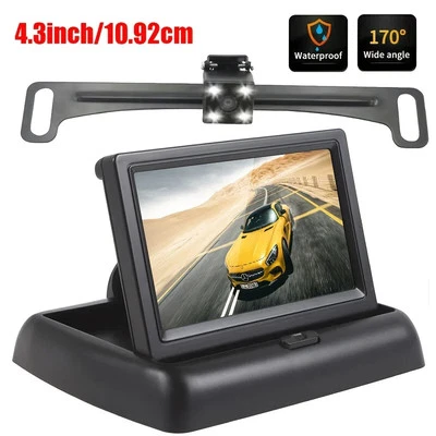 4.3" Foldable Screen Rearview Car Display, License Plate Frame Rear Camera - Image 1 of 4