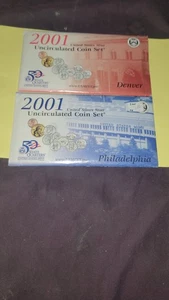 2001 P&D Mint Set Brilliant Uncirculated US with Envelopes & COAs (20 Coin Set) - Picture 1 of 3