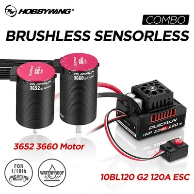 HobbyWing QuicRun 10BL120 120A ESC+Sensorless Brushless Motor for 1/10 RC Cars - Image 1 of 4