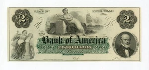 Banconota da 2 dollari del 1800 The Bank of America - Providence, RHODE ISLAND Ch.AU - Foto 1 di 2