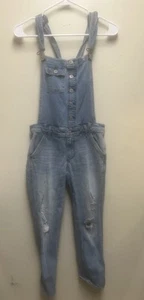 Hollister Distressed Jean Overalls Denim Boyfriend S Light Wash Western 25L - Picture 1 of 6