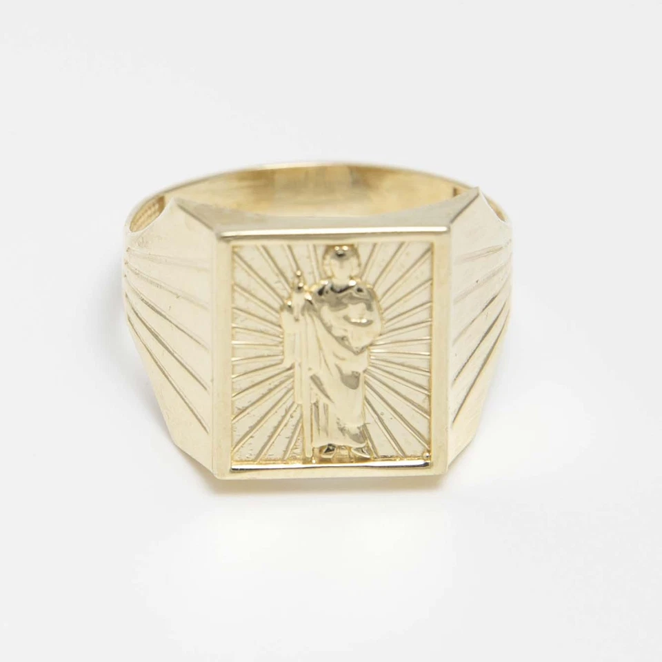 Saint Jude Signet Ring Real Solid 10K Yellow Gold All Sizes - Image 1 of 4