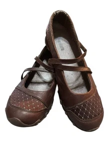 SKECHERS Dark Brown Casual Shoes Size 10 Mary Jane Flats - Great Condition - Picture 1 of 8