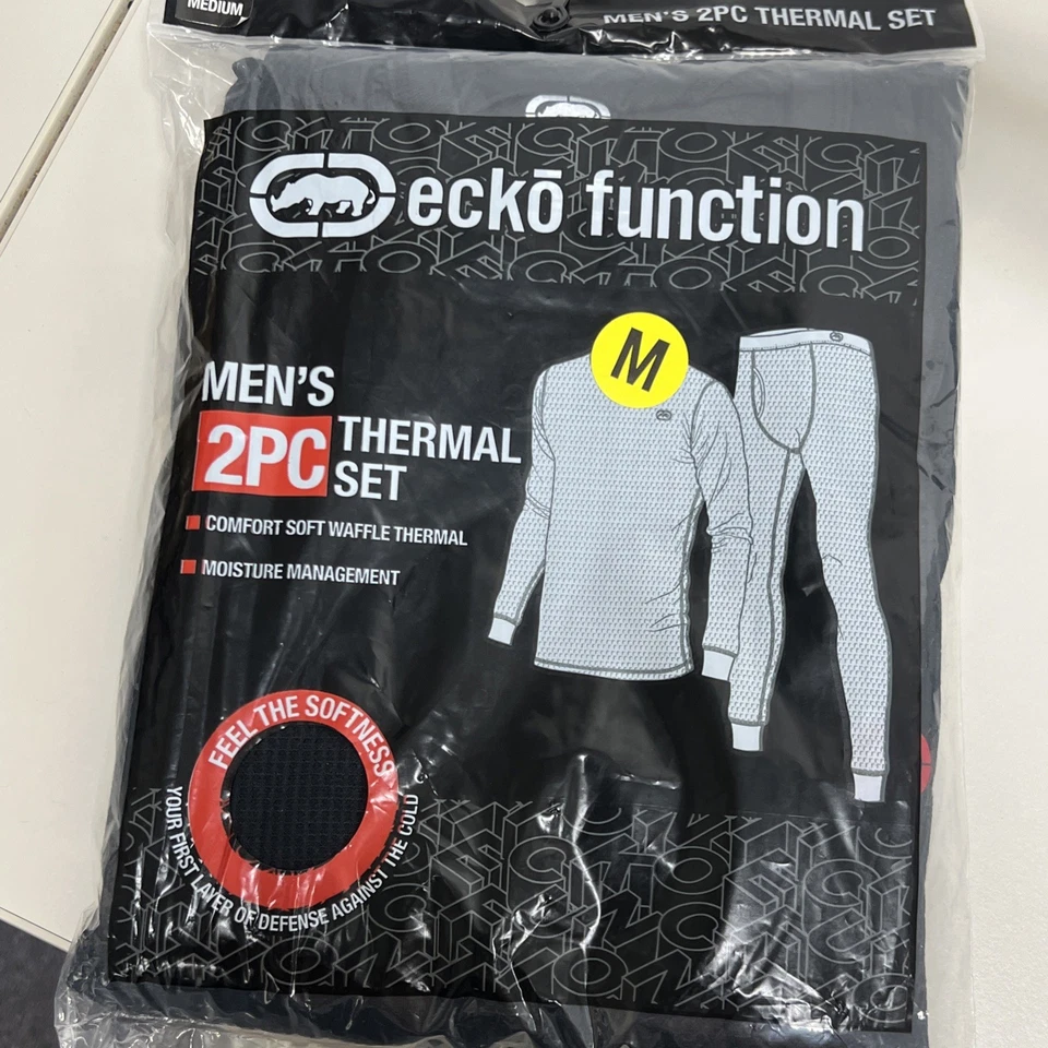 Ecko 2 Piece Thermal Set Black Comfort Soft Waffle Controls Moisture Size M - Image 1 of 4