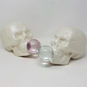 Viral Skull Bubble Gum Blow Mold Halloween Pair Pink Blue Glitter Bubble  - Picture 1 of 8