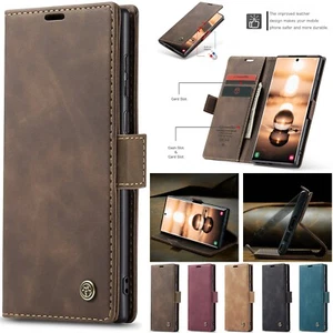 For Samsung Galaxy A22 A33 A34 A53 Retro Leather Magnetic Flip Wallet Case Cover - Picture 1 of 57
