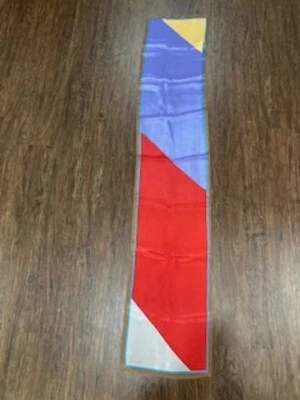 Vintage Kenzo oblong geometric red gold, brown blue silver scarf - Image 1 of 4