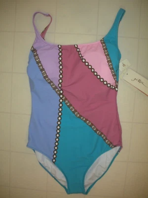 GOTTEX Multicolor Modern Shades 1 Pc Round Neck Style Swimsuit Sz 12 NWT - Image 1 of 2