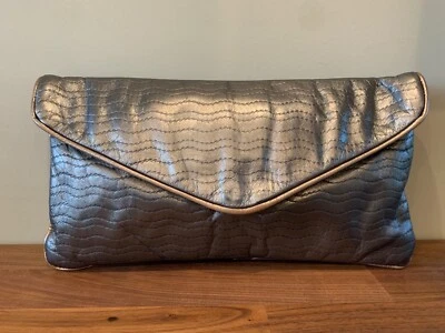 Bolsa de mão vintage Timmy Woods Beverly Hills 1977 couro bronze dourado - Imagem 1 de 4