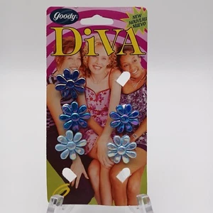 Vtg Y2K Goody Diva Hair accessories 5pc  Flower Clips 1999 Iridescent 1 inch - Picture 1 of 4
