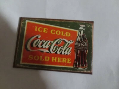 Coca-Cola Magnet with plastsic overlap Ice Cold Sold Here - Image 1 of 2