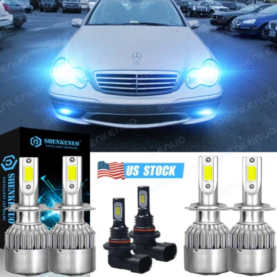 For Mercedes-Benz C230 2002-2007 6Pcs 8000K LED Headlight Fog Light Bulbs Kit - Image 1 of 4