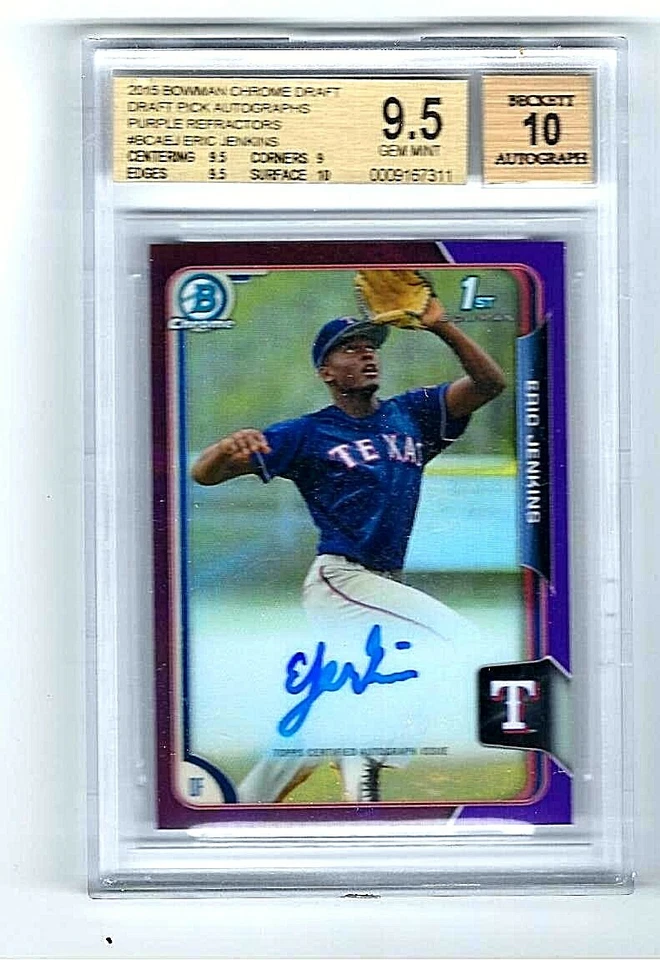 2015 BOWMAN  CHROME AUTOGRAPH PURPLE REFRACTOR ERIC JENKINS  #/250 BGS 9.5 - Image 1 of 1