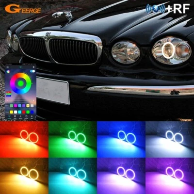 For JAGUAR X-Type 2001 - 2007 2008 Multi Color RGB LED Angel Eyes Bluetooth APP - Image 1 of 4