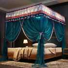 Rideaux de lit à baldaquin de luxe princesse 4 coins 3 ouvertures latérales filet à baldaquin