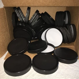 Uline S-18094 Black Ribbed Polypropylene Screw On Caps For 12 to 16 oz Jars 50ct - Picture 1 of 7