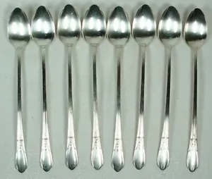 COUNTESS ONEIDA S L & G H ROGERS SILVERPLATE 8 ICED TEA SPOONS 1936 - Picture 1 of 3