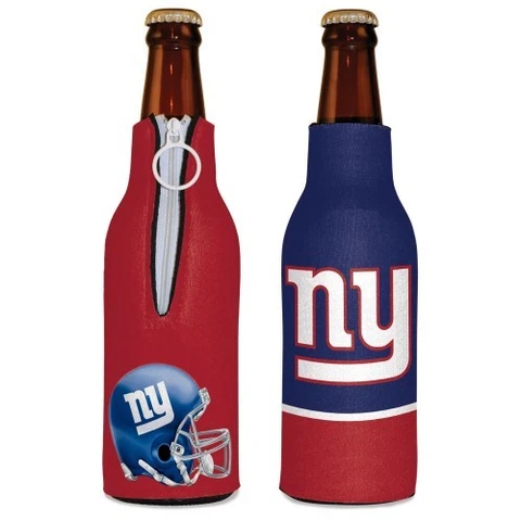 NEW YORK GIANTS 2 SIDED DESIGN BOTTLE HOLDER COOZIE KOOZIE COOLER WITH ZIPPER Cover
