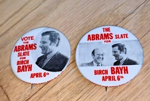 2 BIRCH BAYH Button BIRCH BAYH / THE ABRAMS SLATE New York Presidential Primary - Picture 1 of 5