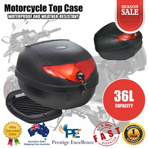36L Motorcycle Motorbike Helmet Rear Top Box Luggage Storage Case Lockable Black - Picture 1 of 8