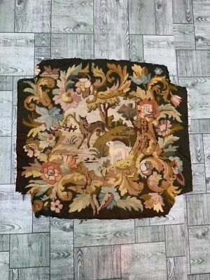 Vintage Beautiful French Needle Point Wool Embroidered Chair Seating Cover - Image 1 of 4