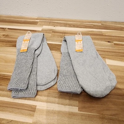 Two 2 Pairs 70s 80s Vintage Retro Tube Socks Athletic Gym Stretch Gray - Image 1 of 4