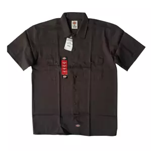 Dickies Men's Original Fit Dark Brown Work Shirt NWT Free Shipping - Picture 1 of 3
