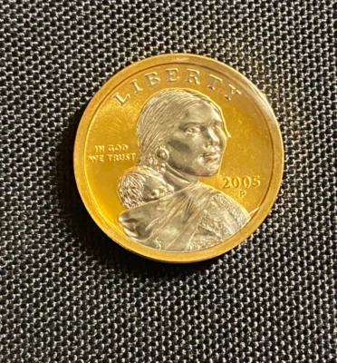 2005 P Sacagawea Platinum & Gold Highlighted $1 Coin  - Image 1 of 4