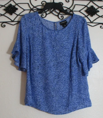 Top para mujer Liz Claiborne talla S manga corta azul cuello redondo Foto 1 de 4