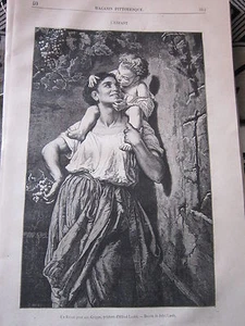 L'Enfant ( Un Baiser pour une Grappe ) 1878 Gravure Article de presse - Picture 1 of 1