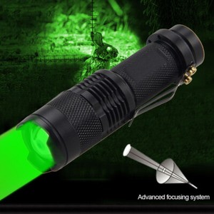 TAC Green Light LED Flashlight Zoom Torch Hunting Astronomy Night Vision Optics
