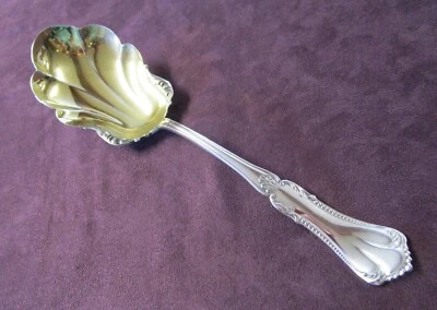 Cuchara de bayas MARCELLA CLIFTON 1905 cuenco dorado punto de par placa plateada sin monograma Foto 1 de 4