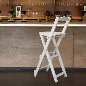Folding Bamboo Bar Stool 85 cm Kitchen Counter Stools with Backrest and Footrest - Picture 1 of 10