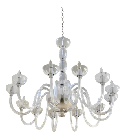 1960s Venetian Murano Glass Custom Made 12 Arm Lights Chandelier Cover