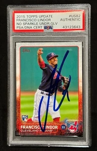 FRANCISCO LINDOR SIGNED 2015 TOPPS RC UPDATE #US82 PSA DNA SLAB INDIANS METS - Picture 1 of 2